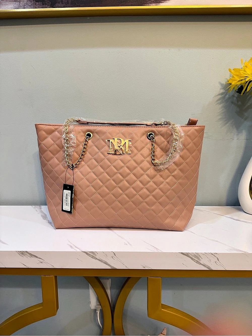 B.MAE Quilted Chain Strap Bag Tote in Pink NWT